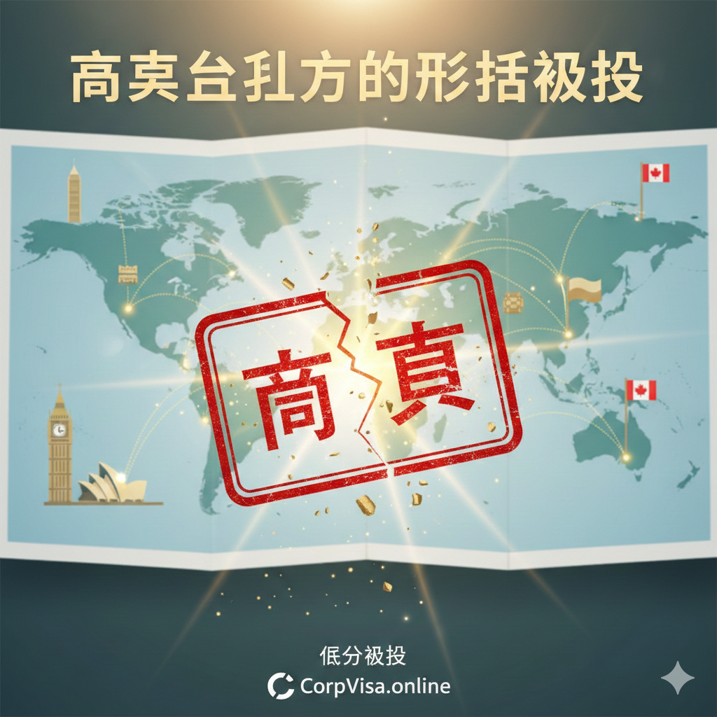 图片为文章封面，主题是“高考失利后的留学逆袭”。画面主体是一个被打破的红色“高考”火柴盒或印章，象征着打破传统路径。背景是一张清晰的世界地图或地球仪，上面标记着英国、澳洲、加拿大等主流留学国家的旗帜或地标。整体色调应采用充满希望的蓝、绿色调，辅以金色光芒，营造“光明未来”和“转机”的积极氛围。图片下方用小字突出“低分逆袭”和“CorpVisa.online”的品牌Logo。