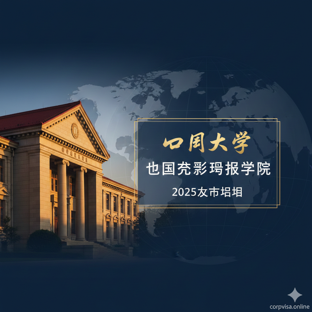 一张富有学术氛围和国际感的封面图。主体是四川大学华西校区或望江校区标志性建筑（如图书馆或大门）的局部特写，结合背景中渐隐的世界地图或地球仪轮廓。整体色调采用深蓝、金色和白色，象征权威与光明。图中间叠加一个透明的方形图层，其中包含“四川大学出国留学预备学院”的中英文字样和“2025报考指南”的标题。构图强调名校背景和国际连接，视觉上应传达“名校光环下的留学捷径”的概念。