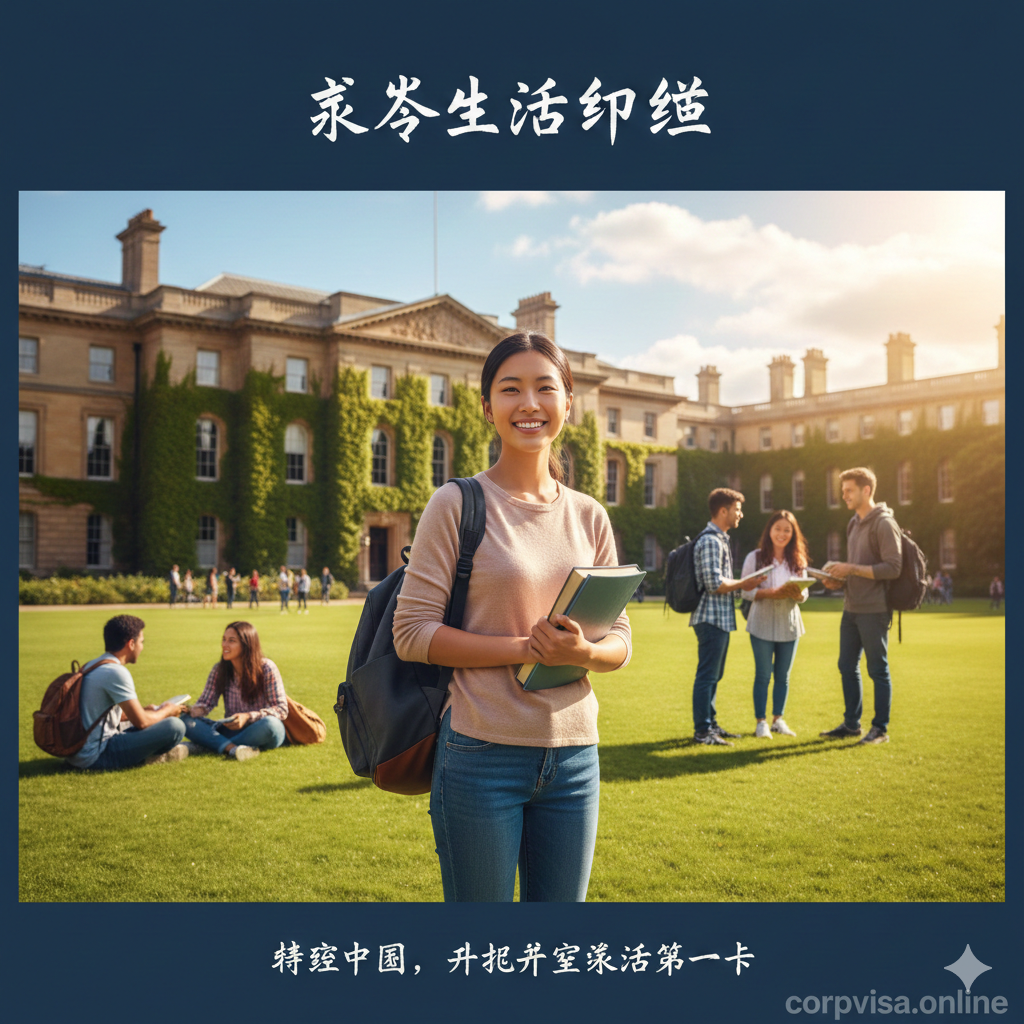 充满阳光和活力的校园生活场景图，用于文章结尾。画面展示一名背着双肩包的亚裔留学生自信地站在国外大学的草坪上，背景是宏伟的图书馆建筑。学生手中拿着书本，脸上洋溢着成功的笑容，象征着攻克语言障碍后顺利入学的成果。图片色调温暖、高饱和度，传递出积极向上的情绪，呼应文章结语中'准确的英文是成功留学的第一步'的主题。